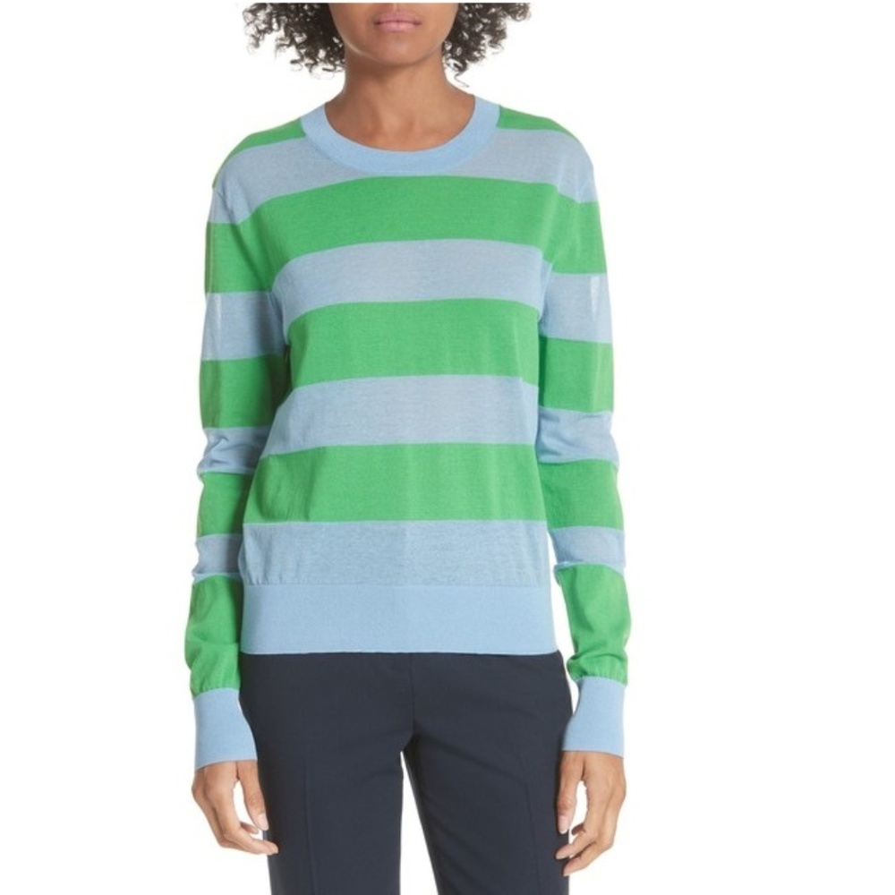 Diane Von Furstenberg Green and Blue Striped Top